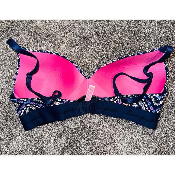 PINK Women's Floral Navy Bra, Size 36C, NWOT - Picture 2 of 3